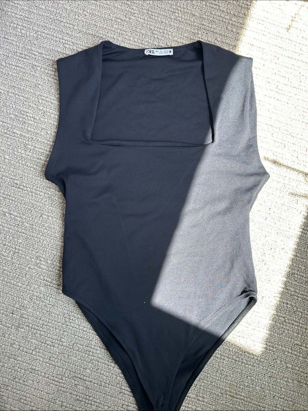 Zara Black Sleeveless Square-Neck Bodysuit (Women)